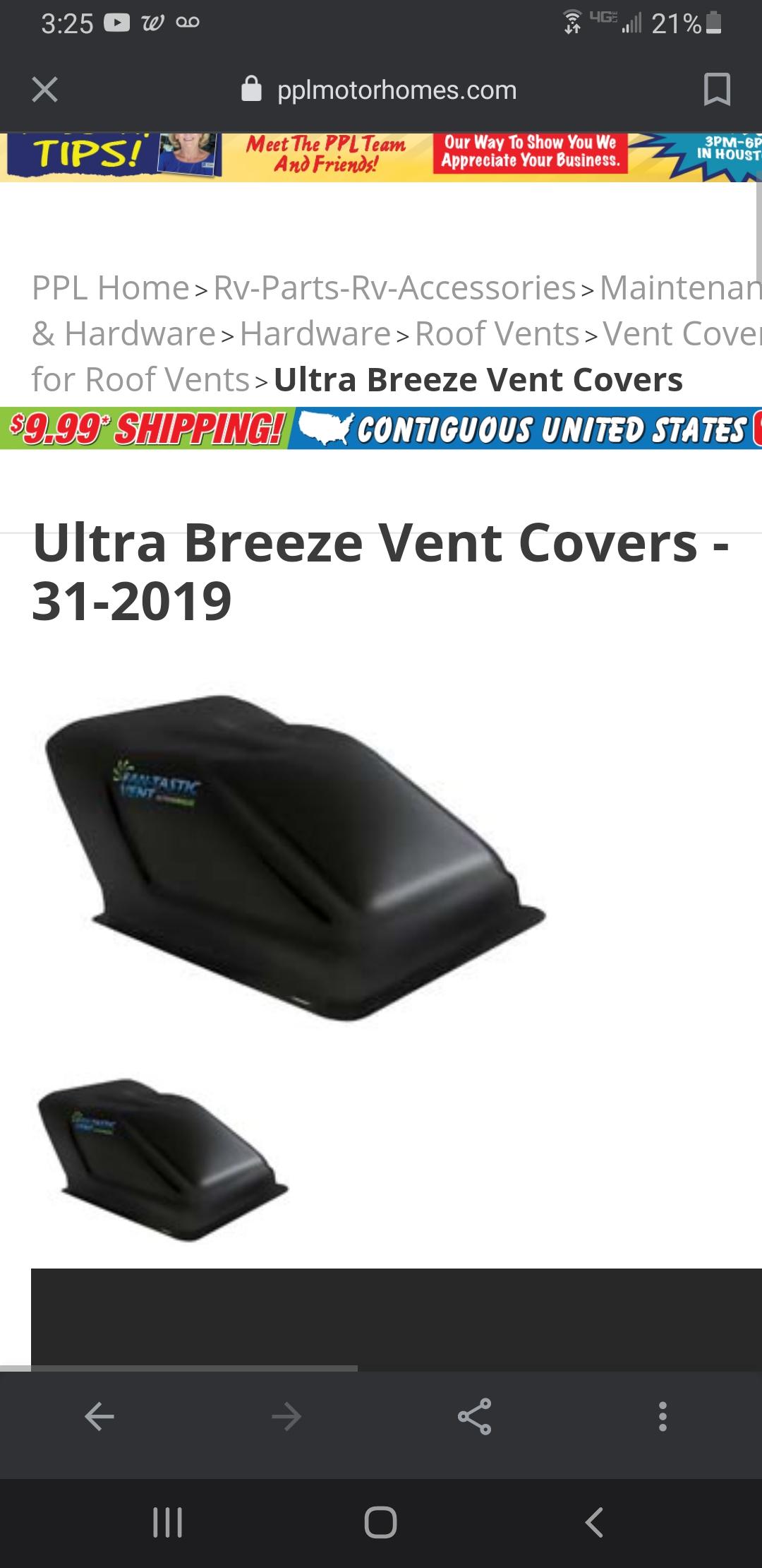 Ultra Breeze Vent Cover - Black UB1500BL