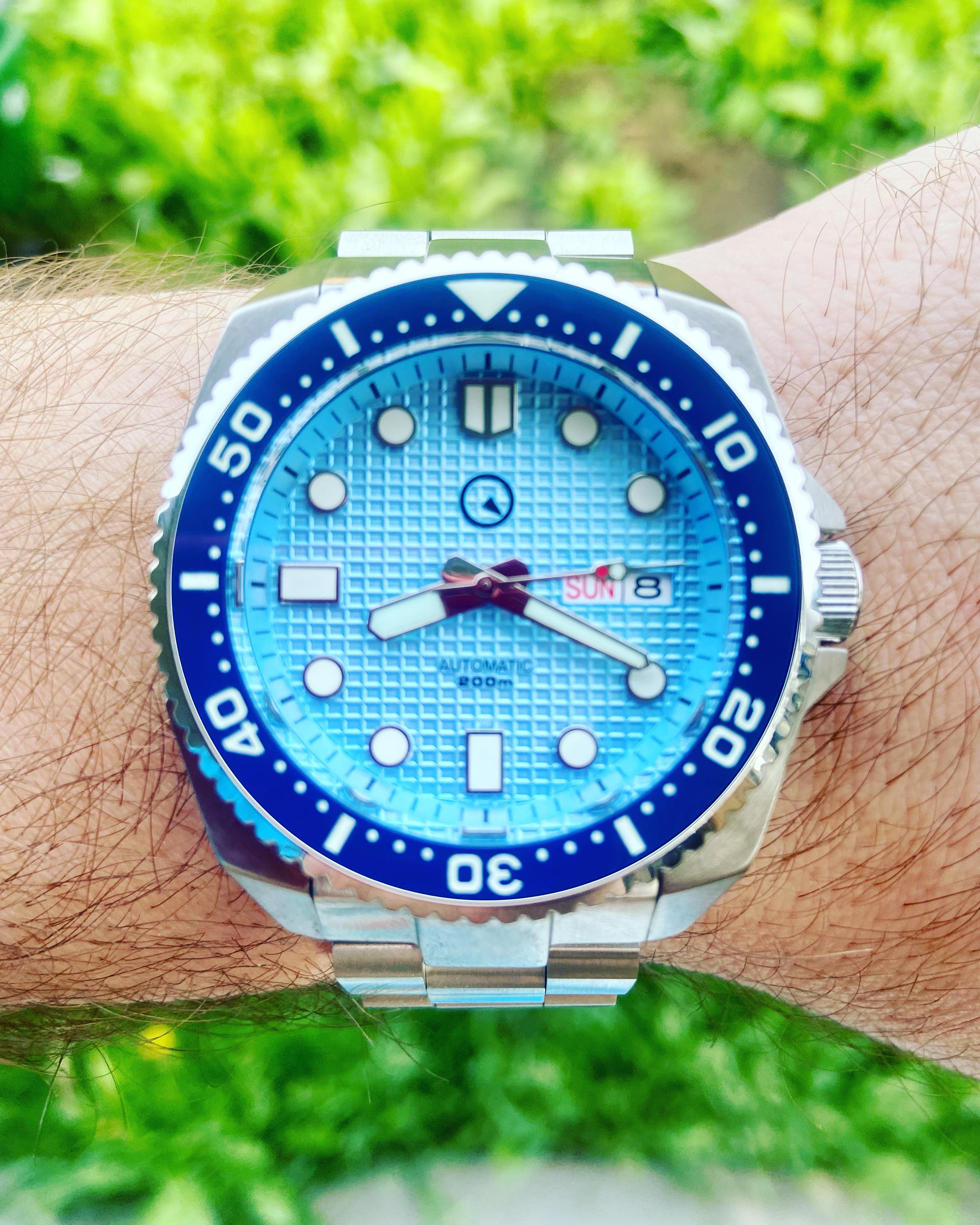 Islander Ice Blue Waffle Dial Automatic Dive Watch