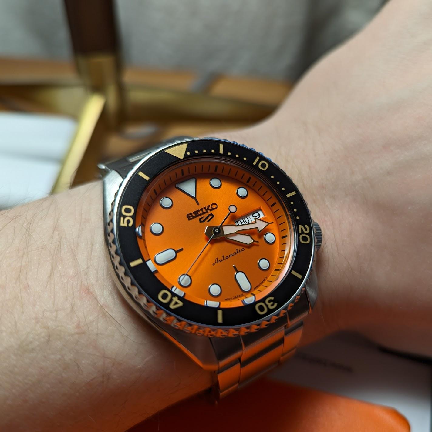 Seiko 5 Sports Automatic 24 Jewel Watch with Orange Dial SRPD59