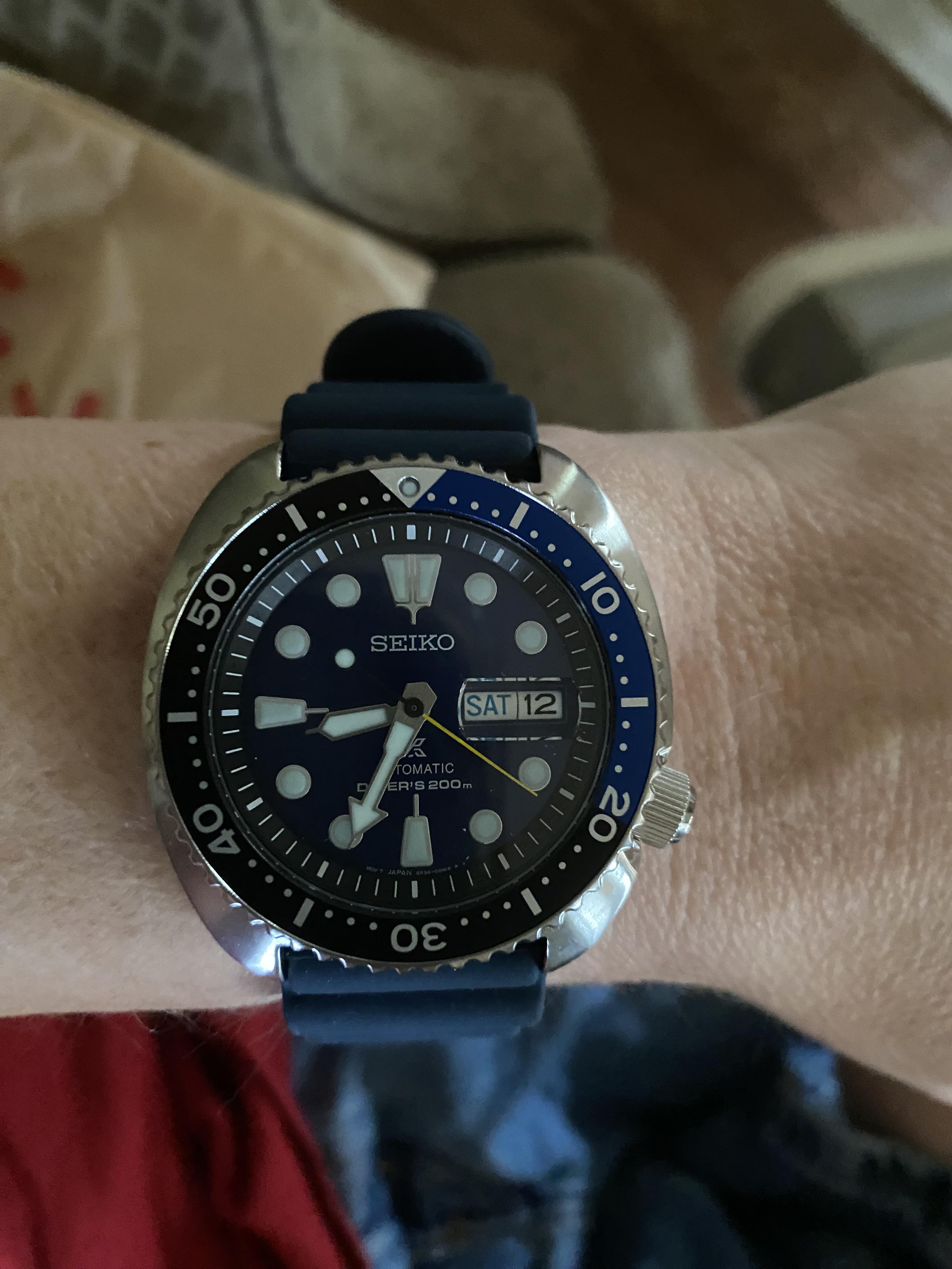 Seiko Turtle Prospex Automatic Dive Watch with Blue Dial and